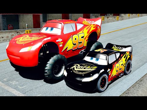 Lightning McQueen Carbon Edition vs Lightning McQueen Monster Truck at Top Gear Track