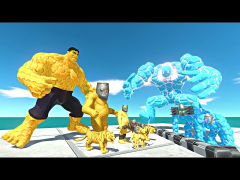 Honey Hulk + Honey Knight Team Rescues Ice Lava Golem Evolution&Fight-Animal Revolt Battle Simulator