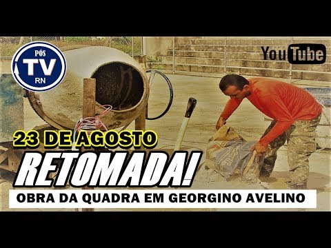 COM 70% CONCLUÍDA; OBRA DA QUADRA POLIESPORTIVA É RETOMADA EM GEORGINO AVELINO