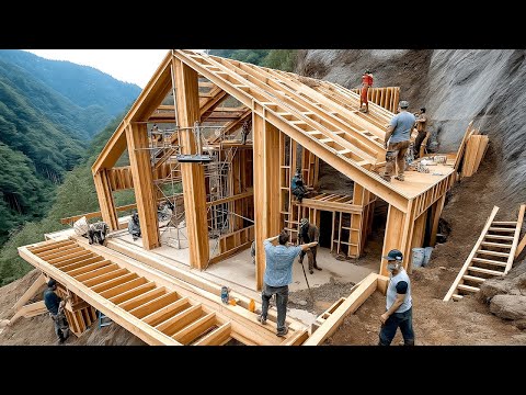 He Built A Massive Wooden Mansion In The Mountains Using Only Traditional Joinery