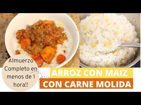 Almuerzo en menos de 1 hora! | Carne molida| Arroz con maiz| Ros Emely
