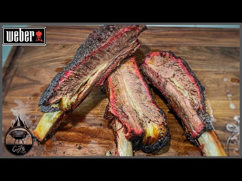 GIANT BEEF SHORT RIBS SMOKED ON THE WEBER KETTLE! |...