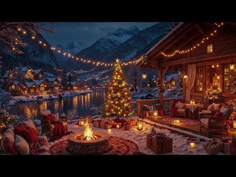 Snowfall & Fireside Christmas Jazz 🎅 Cozy Winter Cabin by the Lakeside | Warm Holiday Ambience