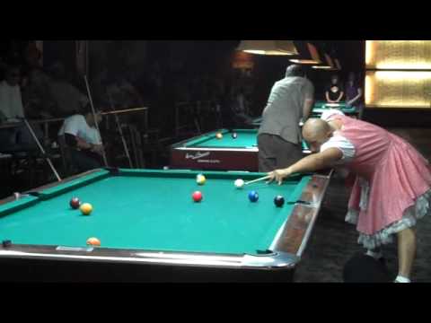 Superman 'Gomez' and Little Red Riding 'Hoa' playing 9 Ball on Holloween.