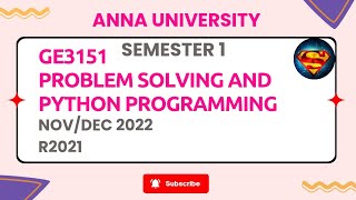 Download the video "GE3151 Problem Solving and Python Programming Nov/Dec 2022 #r2021  #pspp #sem1 #importantquestions"