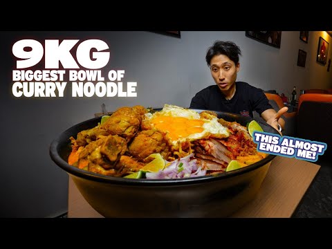 INSANE 9KG CURRY NOODLE CHALLENGE - I Almost Got Defeated?! | Biggest Bowl of Khao Soi in Singapore!