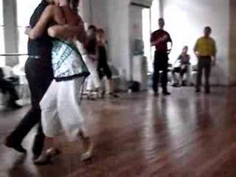  Gabriela Elias  and  Eduardo Perez  are  dancing  to  the  milonga  "  Morena  "