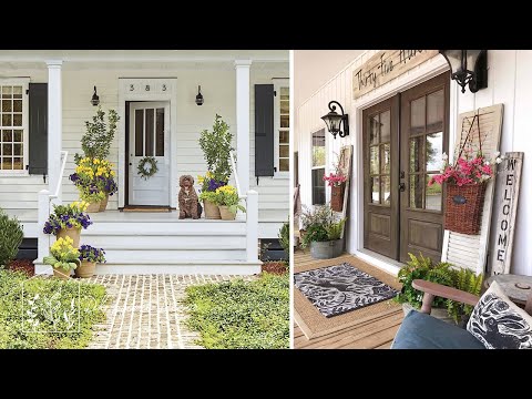 30 front porch lighting ideas, front porch planter, front door decoration, front door color