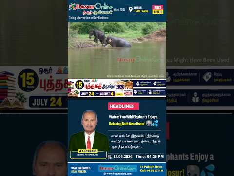 Two Wild Elephants Enjoy a Long Bath in Saami Lake Inside Ayyur Forest