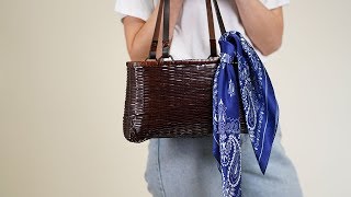 How to tie a silk scarf / bandana around a  handbag / tote