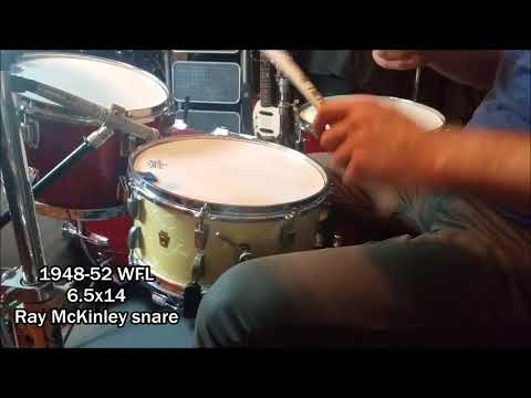 1948-52 vintage WFL Ray McKinley 6.5x14 3 ply mahogany interior snare drum