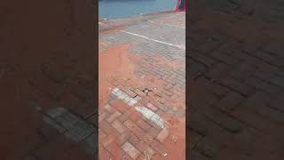 Paving caves in as water pipe bursts on Monument Road