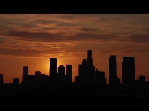 Free Stock Footage - Los Angeles Skyline sunset time lapse wide 4K