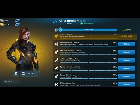 Ao Jun Legendary Pilot Alika Renner is now maxed | Faced 5 maxed bots next | You need  2skills |