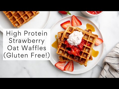 High Protein Strawberry Oat Waffles (Gluten Free!)