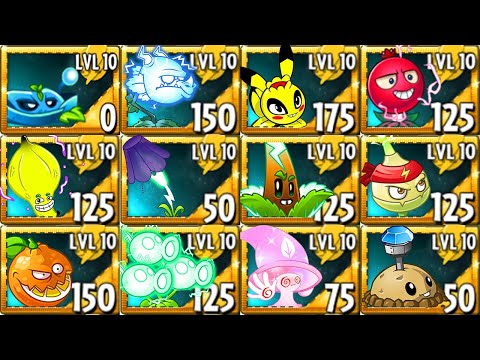 All ELECTRIC Plants Max Level Power-Up! in Plants vs. Zombies 2 (PVZ2 Version 9.1.1)