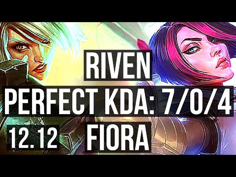 RIVEN vs FIORA (TOP) | 7/0/4, 6 solo kills, 1.4M mastery, 800+ games, Godlike | KR Diamond | 12.12
