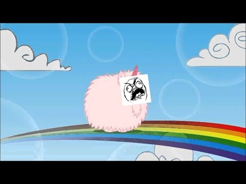 Pink Fluffy Unicorn Dancing On Rainbows (EARRAPE)