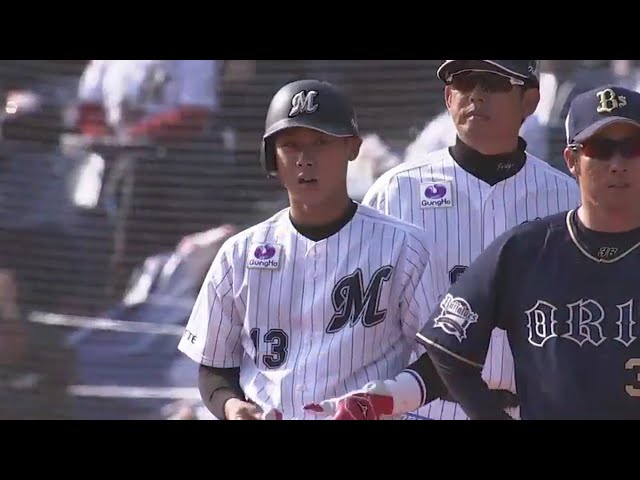 【4回裏】マリーンズ・平沢がバットで猛アピール!! 今日2本目のヒットはタイムリー!! 2018/3/13 M-Bs
