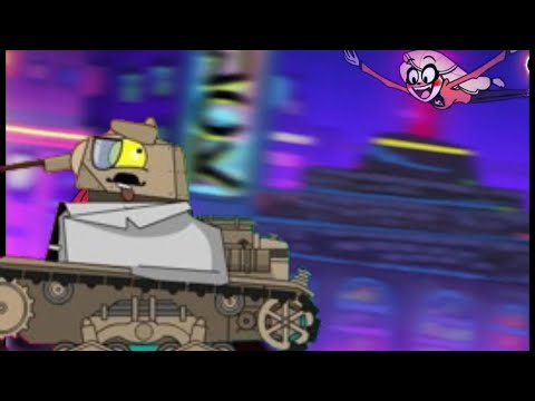 Charlie from hazbin hotel chasing italian scientist from (homeanimations) cartoon about tanks