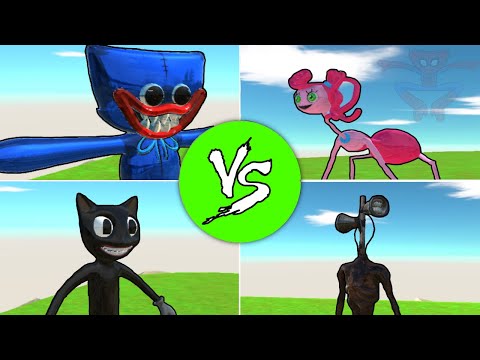 Huggy Wuggy - Cartoon Cat 🆚  Mommy Long Legs - Siren Head | Animal Revolt Battle Simulator
