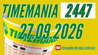 Resultado Timemania 2447 de hoje 27/09