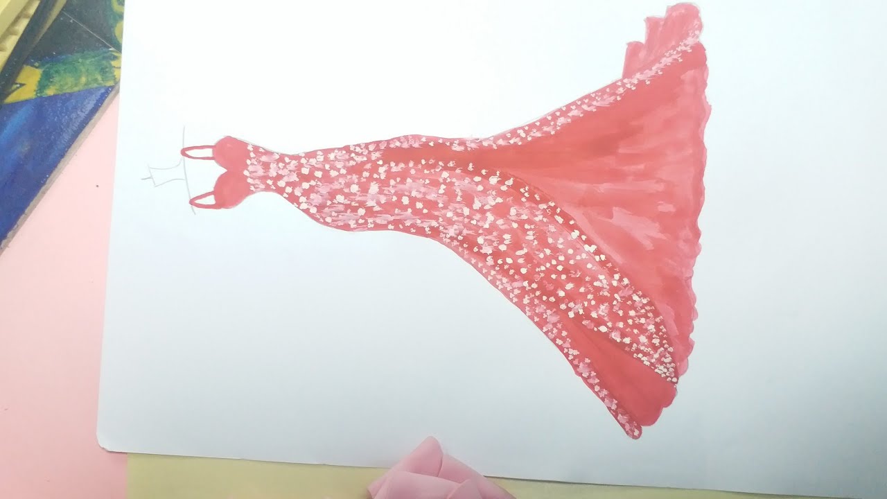 Red dress design //Art Studio