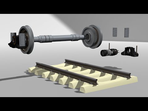 Locomotive Wheel axle, Axle box, Bearing, and Gear components and its function (3D Animation)