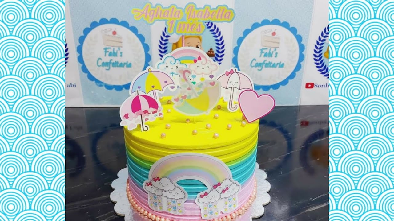 decorando bolo chuva de benção