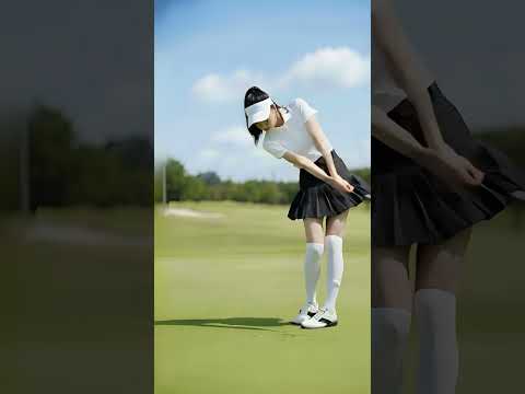 ゴルフスイングをする少女