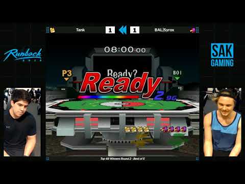 Runback 2018 Top 48 Winners Round 2 - Tank (Fox) vs BAL|Syrox (Falco)