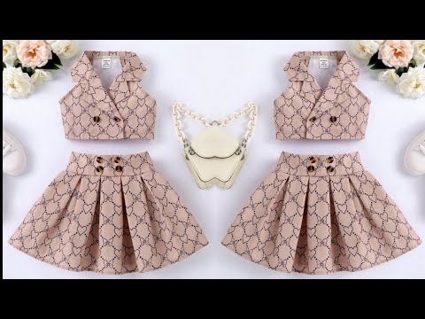 Plaid Lapel Collar Double Breasted Baby Shirt Style Top With Pleated Skirt Cutting and Stitching