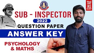 🔴Live | SUB INSPECTOR | 2022 | Psychology & Maths | Answer Key | TAF POLICE 2022