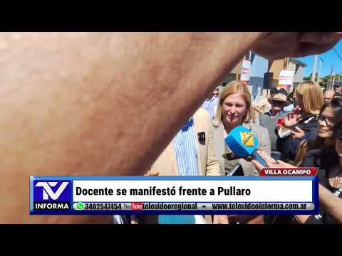 Docente expresó su malestar durante el acto encabezado por Pullaro en Villa Ocampo (Santa Fe)