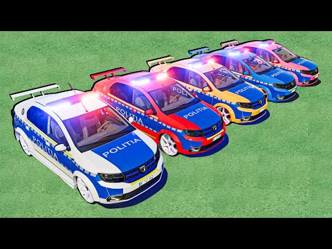 TRANSPORTING ALL COLORS DACIA LOGAN POLICE CARS with TRUCKS ! FS22