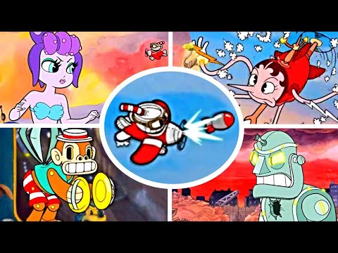 Cuphead - All Bosses With One Plane Mini-Bombs Hit Glitch