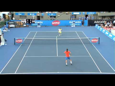 Dolgopolov vs Almagro Outrageous Rally - World Tennis Challenge 2013
