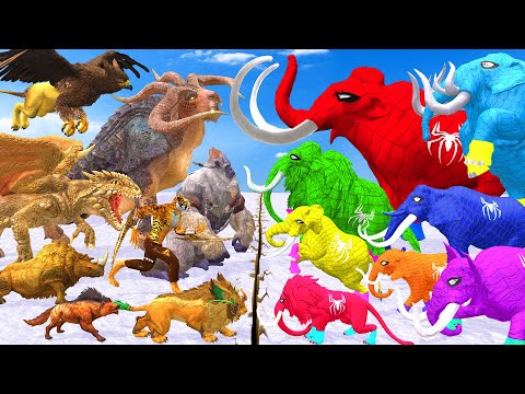 Prehistoric Mammals VS Spidey Mammals Size Animal Epic Battle Animal Revolt Battle Simulator
