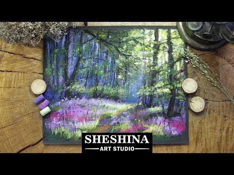 How to draw a spring forest with soft pastels 🎨 LANDSCAPES