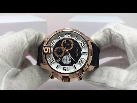 Breeze Chronograph Watch Tropical Affair IP Rose Gold With Black Silicone Strap 110161.12