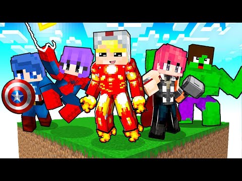 Tô Gà Và 5 Người Bạn Trên 1 Block Siêu Anh Hùng Trong Minecraft!