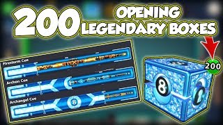 Can 200 Legendary Boxes Open these 3 Cues? (Archangle+Archon+Firestorm) 8 Ball Pool [No Hack/Cheat]