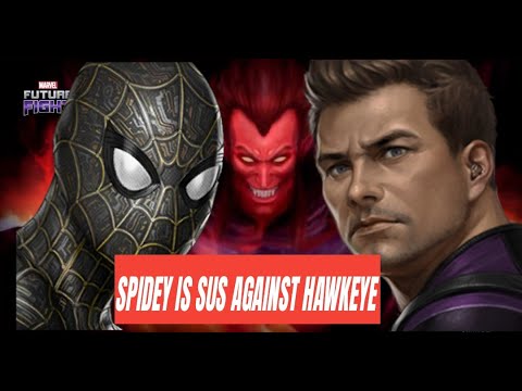 Hawkeye smoking spidey for workout - Marvel future fight