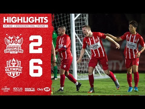 NPL QLD 2018 Round 1 - Magpies Crusaders United vs Olympic FC Highlights