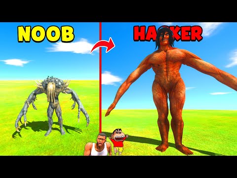 Upgrading NOOB SCOURGE into HACKER in Animal Revolt Battle Simulator with CHOP FRANKLIN SHINCHAN