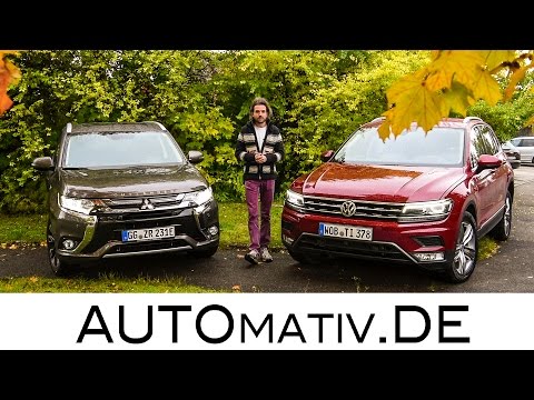 VW Tiguan (2017) und Mitsubishi Outlander PHEV Plug-In-Hybrid (2016) im Vergleich - Test