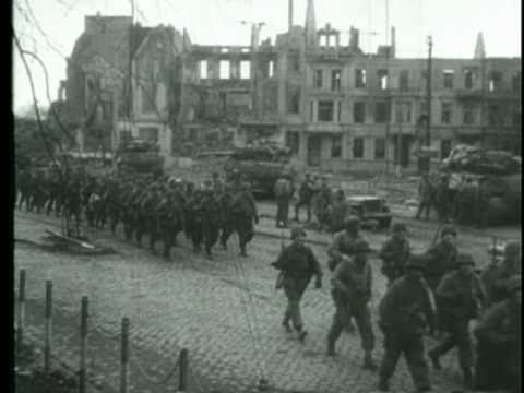 WWII Dramatic footage of River Crossing, 29th Crosses Roer, Germany, 1945, Jülich