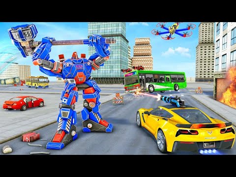 Multi-Transformation Bus Jet Robot Car Game: Drone Robot Transform | Android Gameplay
