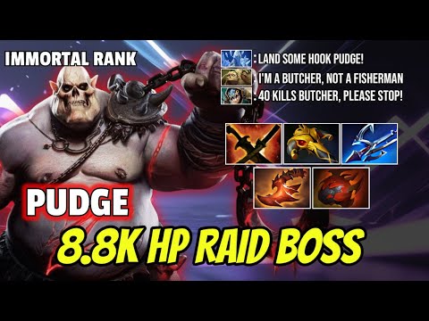 8.8K HP Unstoppable RAID BOSS Pudge - 40 Kills Butchery| Dota 2 7.38c Gameplay