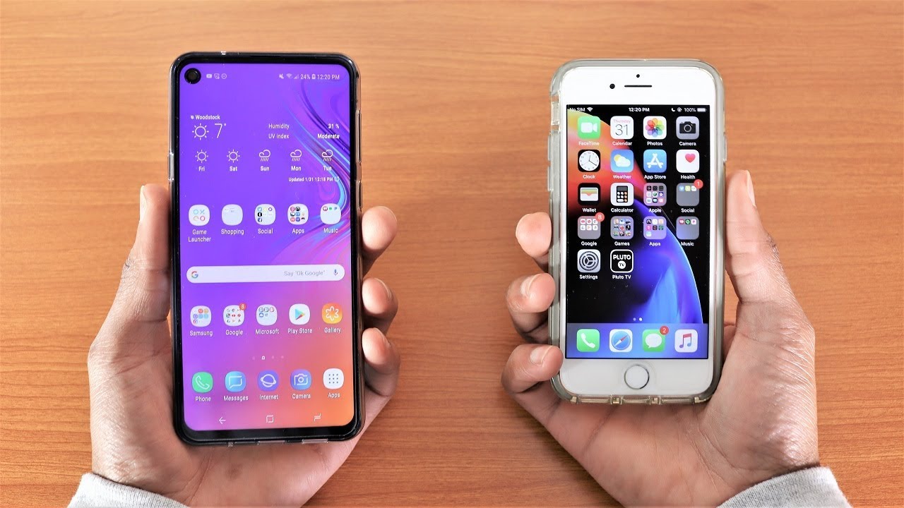 Galaxy A8s 2019 Vs iPhone 8 Speed Test